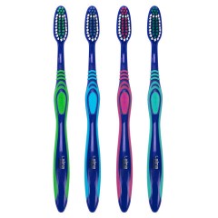 Зубная щетка средней жесткости, с чисткой языка, гибкая, КОМПЛЕКТ 4 шт., LAIMA DENT, 609323 - фото 2