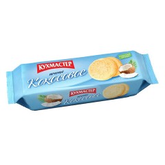 Печенье КУХМАСТЕР "Кокосовое", песочное, с кокосовой стружкой, 270 г, 204407