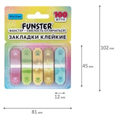 Закладки клейкие Z-сложения FUNSTER (ФАНСТЕР) "Лапки собак", 45х12 мм, 100 шт. (5 цветов х 20 листов), в диспенсере, 116693 - фото 8