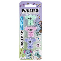 Ластик-топпер для карандаша FUNSTER (ФАНСТЕР) "КОАЛЫ", НАБОР 3 штуки, пастельные цвета ассорти, блистер, 274013 - фото 12