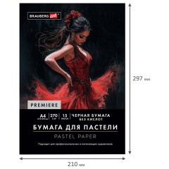 Бумага для пастели ФАКТУРНАЯ, А4, в папке, 15 листов, ЧЕРНАЯ, 270 г/м2, BRAUBERG ART, 117757 - фото 3