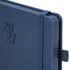 Ежедневник датированный 2027, А5, 138х213 мм, BRAUBERG "Plain", под кожу, резинка, держатель для ручки, синий, 118037 - фото 4