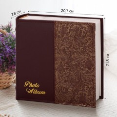Фотоальбом BRAUBERG на 300 фотографий 10х15 см, обложка под кожу, бумажные страницы, бокс, бордо+бронза, 390681 - фото 16