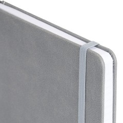 Блокнот А5 135x212 мм BRAUBERG "Edge", под кожу, резинка, держатель, 80 л., клетка, серый, 117146 - фото 4