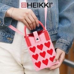 Сумочка-органайзер повседневная HEIKKI KNIT (ХЕЙКИ) кросс боди, вязаная, 17х12х5 см, "Сердечки", 273795 - фото 8