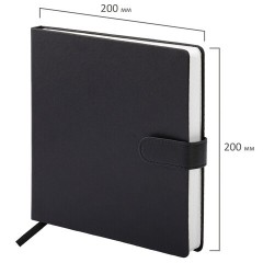 Скетчбук, белая бумага 140 г/м2 200х200 мм, 80 л., КОЖЗАМ, застежка, BRAUBERG ART CLASSIC, черный, 116463 - фото 3