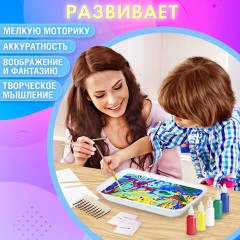 ЭБРУ набор для рисования на воде 5 цветов по 20 мл (20 картин), лоток А5, BRAUBERG HOBBY, 665353 - фото 9