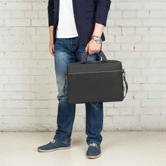 Сумка портфель BRAUBERG PRACTICAL с отделением для ноутбука 15,6", Grey line, черная, 29х40х7 см, 272604 - фото 12