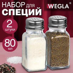 Набор для специй 2х80 мл, CLASSIC, солонка + перечница, стекло/сталь, WEGLA (ВЕГЛА), 700226 - фото 8