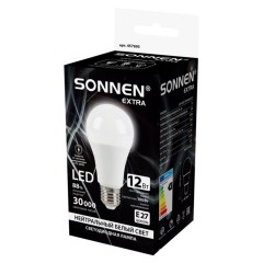 Лампа светодиодная SONNEN EXTRA, 12 (100) Вт, Е27, груша, нейтральный белый, 30000 ч, LED A60-12W-4000-Е27, 457895 - фото 3