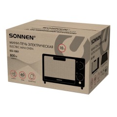 Мини-печь электрическая SONNEN EO-1001, 800 Вт, 10 л, таймер, нагрев до 230 °C, черная, 458308 - фото 12