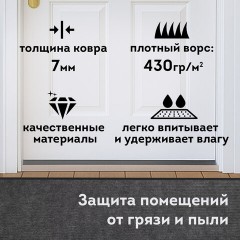 Коврик придверный 90х150 см, СЕРЫЙ, влаго-грязезащитный, 430 г/м2, ребристый, ЛЮБАША СТАНДАРТ, 701039 Коврик придверный 90х150 см, СЕРЫЙ, влаго-грязезащитный, 430 г/м2, ребристый, ЛЮБАША СТАНДАРТ, 701039 - фото 9
