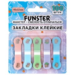 Закладки клейкие Z-сложения FUNSTER (ФАНСТЕР) "Капибары", 45х12 мм, 100 шт. (5 цветов х 20 листов), в диспенсере, 116694