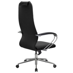 Кресло офисное МЕТТА "SU-B-10" хром, ткань-сетка, сиденье и спинка мягкие, черное - фото 8