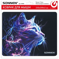 Коврик для мыши SONNEN "NEON CAT" резина + ткань, 250х200х2 мм, 513956 - фото 6