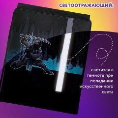 Мешок для обуви ЮНЛАНДИЯ, плотный, светоотражающая полоса, 46х36 см, "Black Ninja", 271615 - фото 10