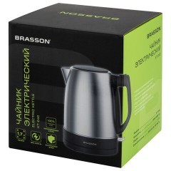 Чайник BRASSON (БРАССОН) KT-040, 1,7 л, 2200 Вт, индикатор уровня воды, сталь, черный, 455192 - фото 13