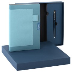 Ежедневник в наборе с ручкой А5, 144x210 мм, BRAUBERG "Style" под кожу, 160 листов, синий, 116862 - фото 7