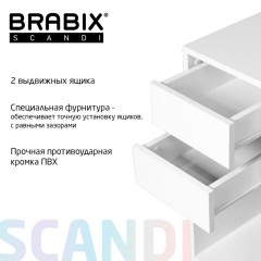 Стол письменный/компьютерный BRABIX "Scandi CD-017", 900х450х750 мм, 2 ящика, белый, 641894, ЦБ013706-1 - фото 13