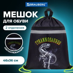Мешок для обуви BRAUBERG, с петлей, светоотражающая полоса, 2 отделения, 46х36 см, Tyrannosaur, 272399 Мешок для обуви BRAUBERG, с петлей, светоотражающая полоса, 2 отделения, 46х36 см, Tyrannosaur, 272399 - фото 8