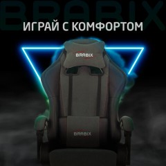 Кресло компьютерное BRABIX "Striker GM-121", синхромеханизм, 2 подушки, экокожа/велюр, черное/серое, 532961 - фото 24
