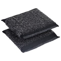 Губка-скрабер 11х10х1,5 см, поролон + металлическая оплетка КОМПЛЕКТ 2 штуки, посуда, уборка, LAIMA, 700058 - фото 4