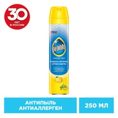 Полироль для мебели 250 мл, PRONTO "Антипыль" Антиаллерген, аэрозоль, 864904 - фото 3