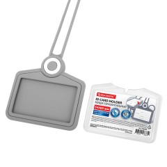 Бейдж горизонтальный для пропуска и ID-карт, СИЛИКОНОВЫЙ, 54х85 мм, шнурок 42 см, серый, BRAUBERG, 238909 - фото 5