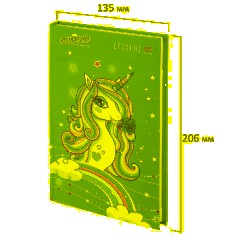 Блокнот А5 134х206 мм, 80 л., твердый, клетка, выборочный лак, ЮНЛАНДИЯ, "Единорог", 111616 - фото 2
