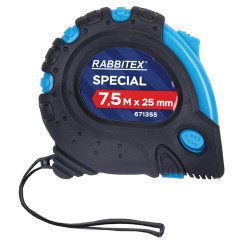 Рулетка измерительная 7,5 м х 25 мм, обрезиненный корпус, 3 фиксатора, RABBITEX (РАББИТЕКС) Special, 671355 - фото 2