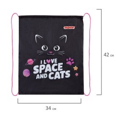 Мешок для обуви ПИФАГОР, 1 отделение, 42х34 см, "Dark kitten", 273419 Мешок для обуви ПИФАГОР, 1 отделение, 42х34 см, "Dark kitten", 273419 - фото 6