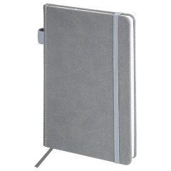 Блокнот А5 135x212 мм BRAUBERG "Edge", под кожу, резинка, держатель, 80 л., клетка, серый, 117146 - фото 2