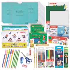 Набор школьных принадлежностей в подарочной коробке ПИФАГОР "НАБОР ПЕРВОКЛАССНИКА", 71 предмет, 881132 - фото 2