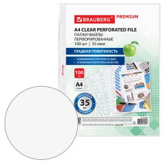 Папки-файлы перфорированные А4 BRAUBERG "PREMIUM", КОМПЛЕКТ 100 шт., гладкие, 35 мкм, 273003 - фото 4