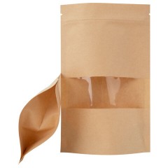 Пакеты дой-пак с замком ZIP LOCK, крафт с окном 50 мм, 120х200 + 40 мм, КОМПЛЕКТ 100 штук, 150 мкм, BRAUBERG, 700689 - фото 7