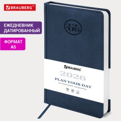 Ежедневник датированный 2026, А5, 138x213 мм, BRAUBERG "Favorite", под кожу, темно-синий, 117036 - фото 13