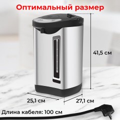 Термопот SONNEN TP-60, 6 л, 900 Вт, 1 температурный режим, 3 режима подачи воды, сталь, черный/серебро, 456713 - фото 18
