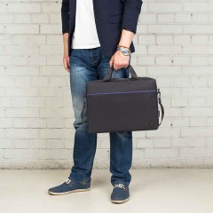 Сумка портфель BRAUBERG PRACTICAL с отделением для ноутбука 15,6", Blue line, черная, 29х40х7 см, 272603 - фото 12