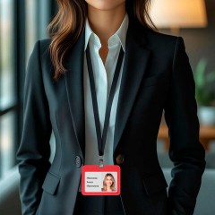 Бейдж горизонтальный (54х85 мм), красный, МАТОВАЯ ПОВЕРХНОСТЬ, BRAUBERG EXTRA, 238820 - фото 4