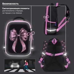 Ранец BRAUBERG LIGHT, 1 отделение, с брелоком, "Стильный бант", 36х26х13 см, 274386 - фото 18