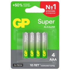 Батарейка GP Super AAA/LR03/24A 24A-2CR4/24AA21-2CRSBC4 алкалин., бл/4 - фото 4