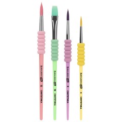 Кисти c EVA-вставкой НАБОР 4 шт. (синтетика круглые №4, 8, 12; плоская №10), блистер BRAUBERG KIDS, 201095 - фото 9