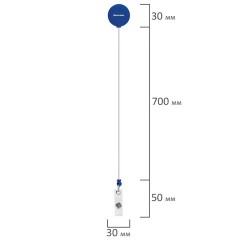 Бейдж вертикальный (85х54 мм), с рулеткой 70 см с клипом, СЛАЙДЕР, синий, BRAUBERG EXTRA, 238844 - фото 6