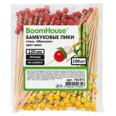 Шпажки-пики для канапе бамбуковые стиль "Мексика" цвет микс 12 см, 100 шт., BOOMHOUSE (БУМХАУС), 701971 - фото 2