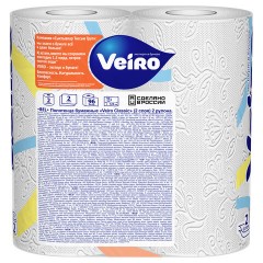 Полотенца бумажные бытовые, спайка 2 шт., 2-слойные (2х12 м), VEIRO (Вейро), белые, 5п22 - фото 4