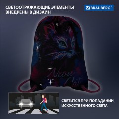 Мешок для обуви BRAUBERG PREMIUM, карман, подкладка, светоотражайка, 43х33 см, "Neon cat", 271621 Мешок для обуви BRAUBERG PREMIUM, карман, подкладка, светоотражайка, 43х33 см, "Neon cat", 271621 - фото 11
