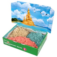 Песок для лепки кинетический, 3 цвета, 3 кг, коробка-песочница, BRAUBERG KIDS, 666009 - фото 3