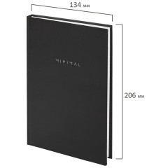 Блокнот А5 134х206 мм, 80 л., твёрдый, клетка, BRAUBERG "Minimal", черный, 116436 - фото 2