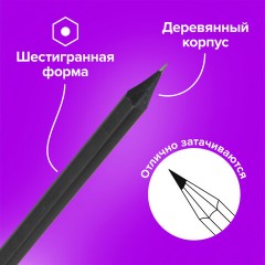 Карандаши чернографитные BRAUBERG НАБОР 12 шт., "Black Jack", 2Н-4В, без резинки, черные, дерево, заточенные, 180620 Карандаши чернографитные BRAUBERG НАБОР 12 шт., "Black Jack", 2Н-4В, без резинки, черные, дерево, заточенные, 180620 - фото 12