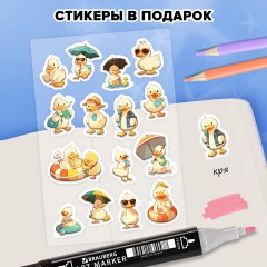 Скетчбук, слоновая кость 140 г/м2, 130х210 мм, 80 л., софт-тач, резинка, наклейки, FUNSTER (ФАНСТЕР), "Duck", 117786 - фото 4